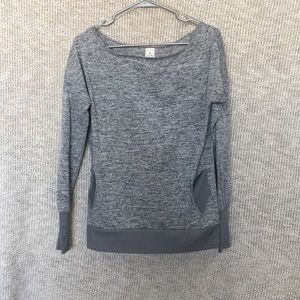 Off the shoulder athletic sweater
